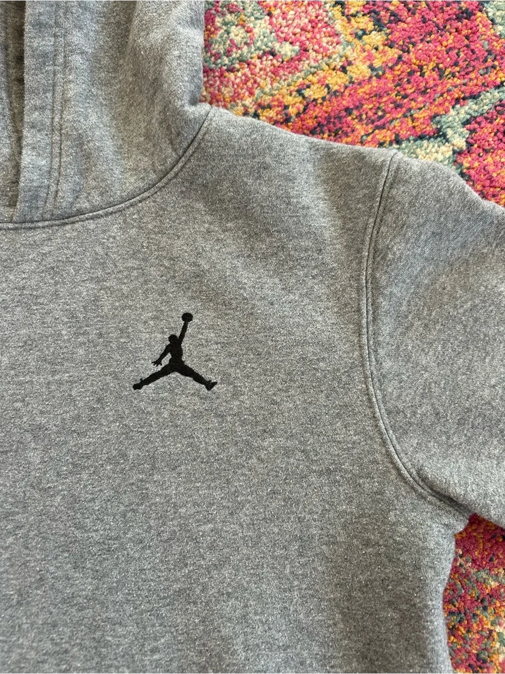 Nike | Youth Jordan Heather Grey Pullover Hoodie Black Jordan Logo Sz XL(13-15)